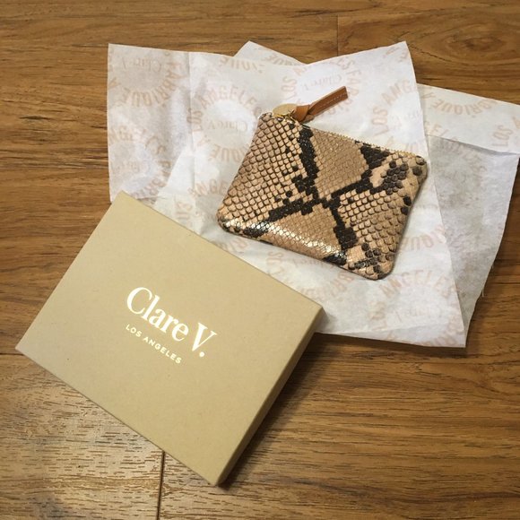 Clare V Handbags - Clare V. Coin Clutch in Tan Snake